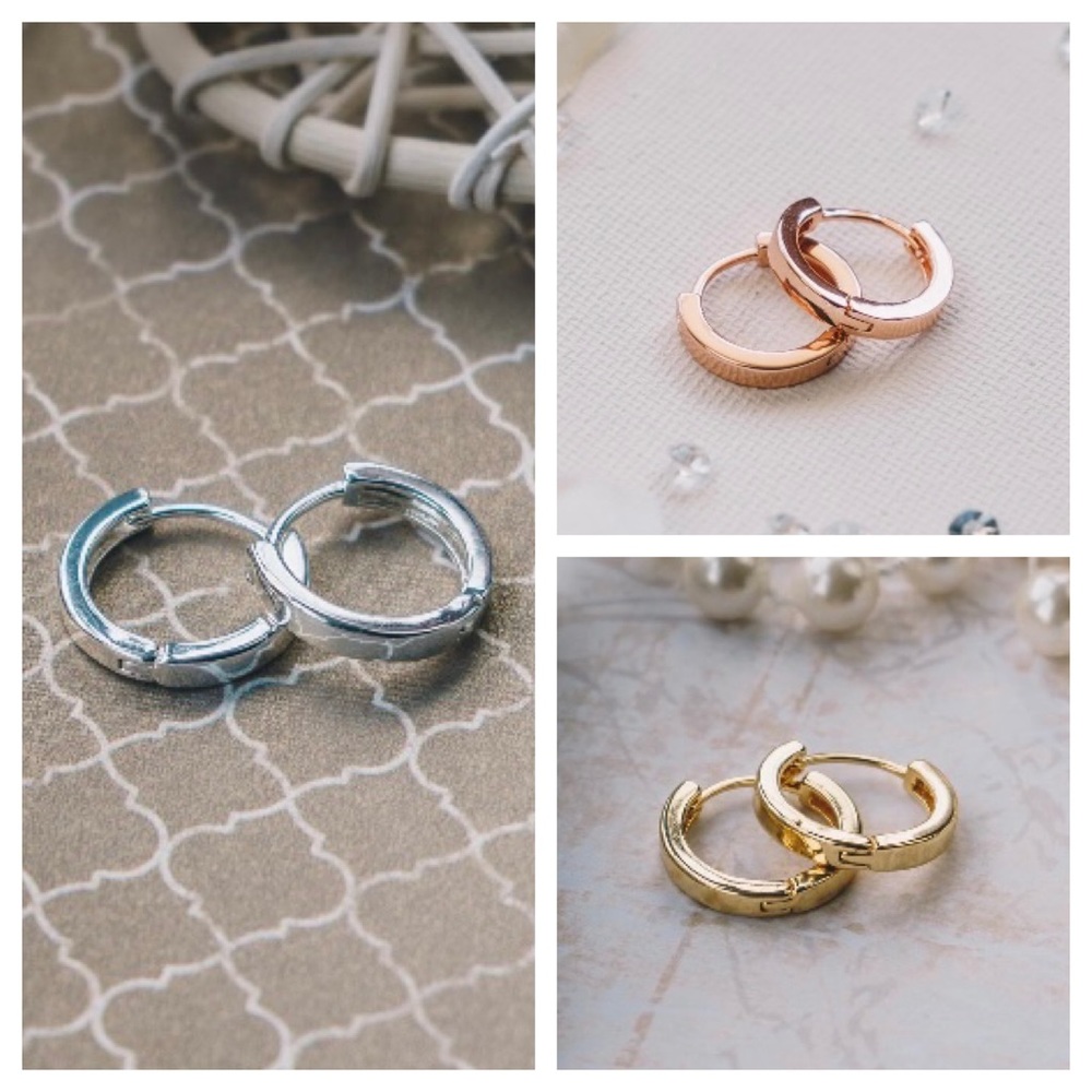 14K Gold Huggie Hoop Earrings, 16mm & 20mm, NWT!